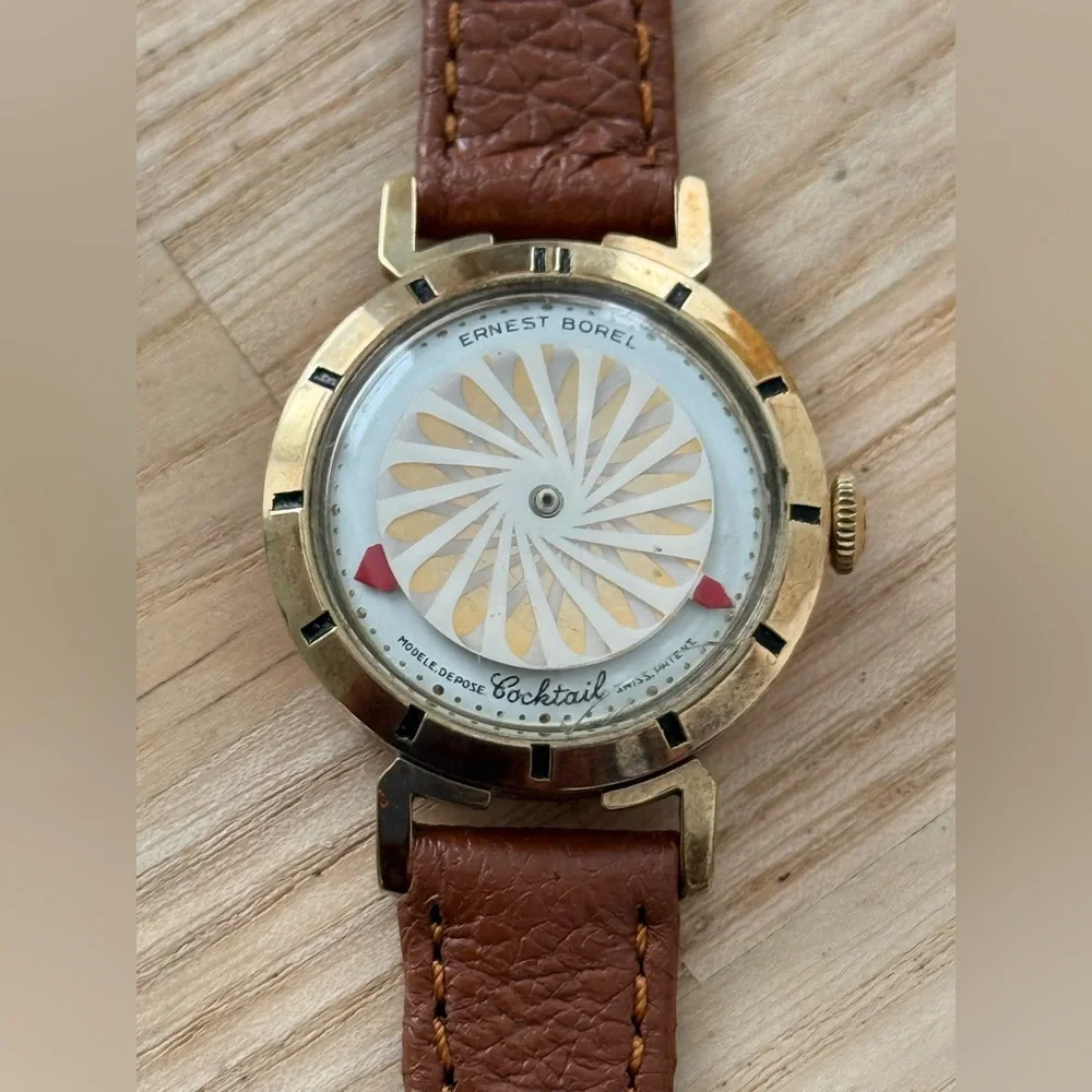 Ernest Borel Kaleidoscope Stunning Mechanical Watch Rare White Dial New Strap